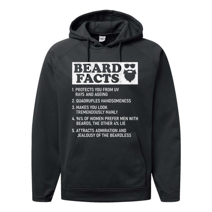 Beard Facts Protects Ageing Makes Manly Funny Bearded Dad Performance Fleece Hoodie