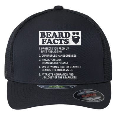 Beard Facts Protects Ageing Makes Manly Funny Bearded Dad Flexfit Unipanel Trucker Cap