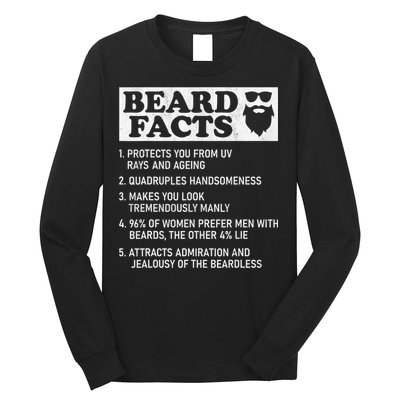 Beard Facts Protects Ageing Makes Manly Funny Bearded Dad Long Sleeve Shirt