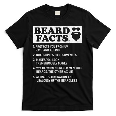 Beard Facts Protects Ageing Makes Manly Funny Bearded Dad T-Shirt