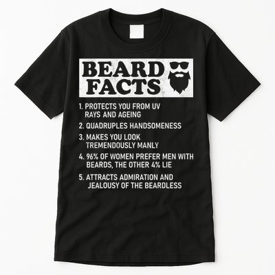 Beard Facts Protects Ageing Makes Manly Funny Bearded Dad Tall T-Shirt