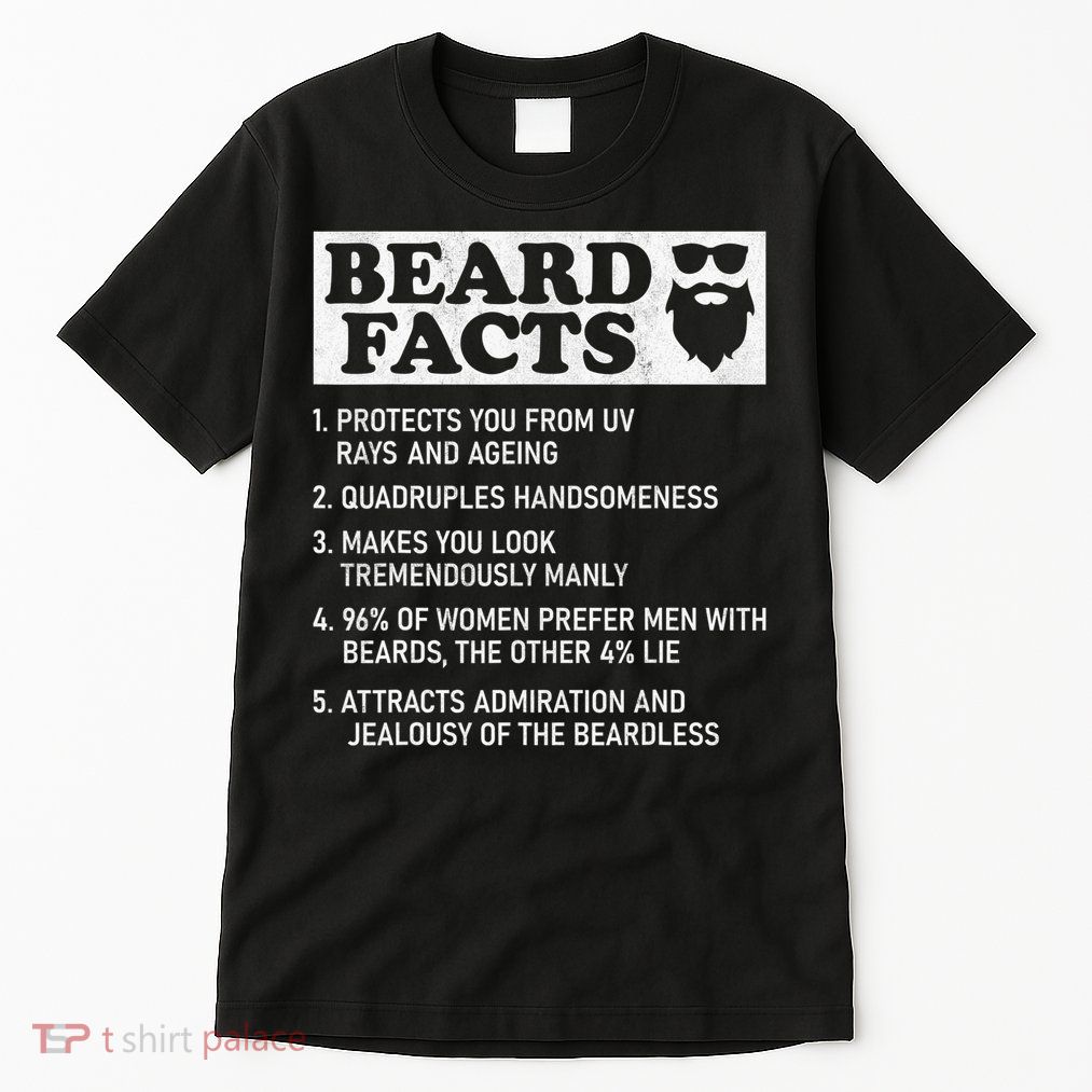 Beard Facts Protects Ageing Makes Manly Funny Bearded Dad Tall T-Shirt
