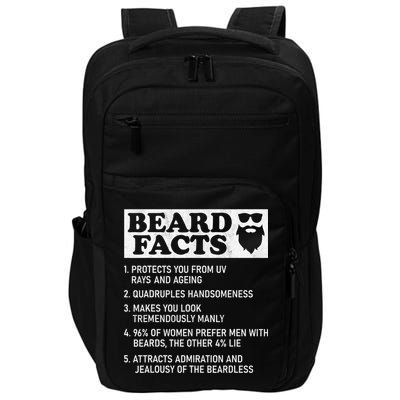Beard Facts Protects Ageing Makes Manly Funny Bearded Dad Impact Tech Backpack