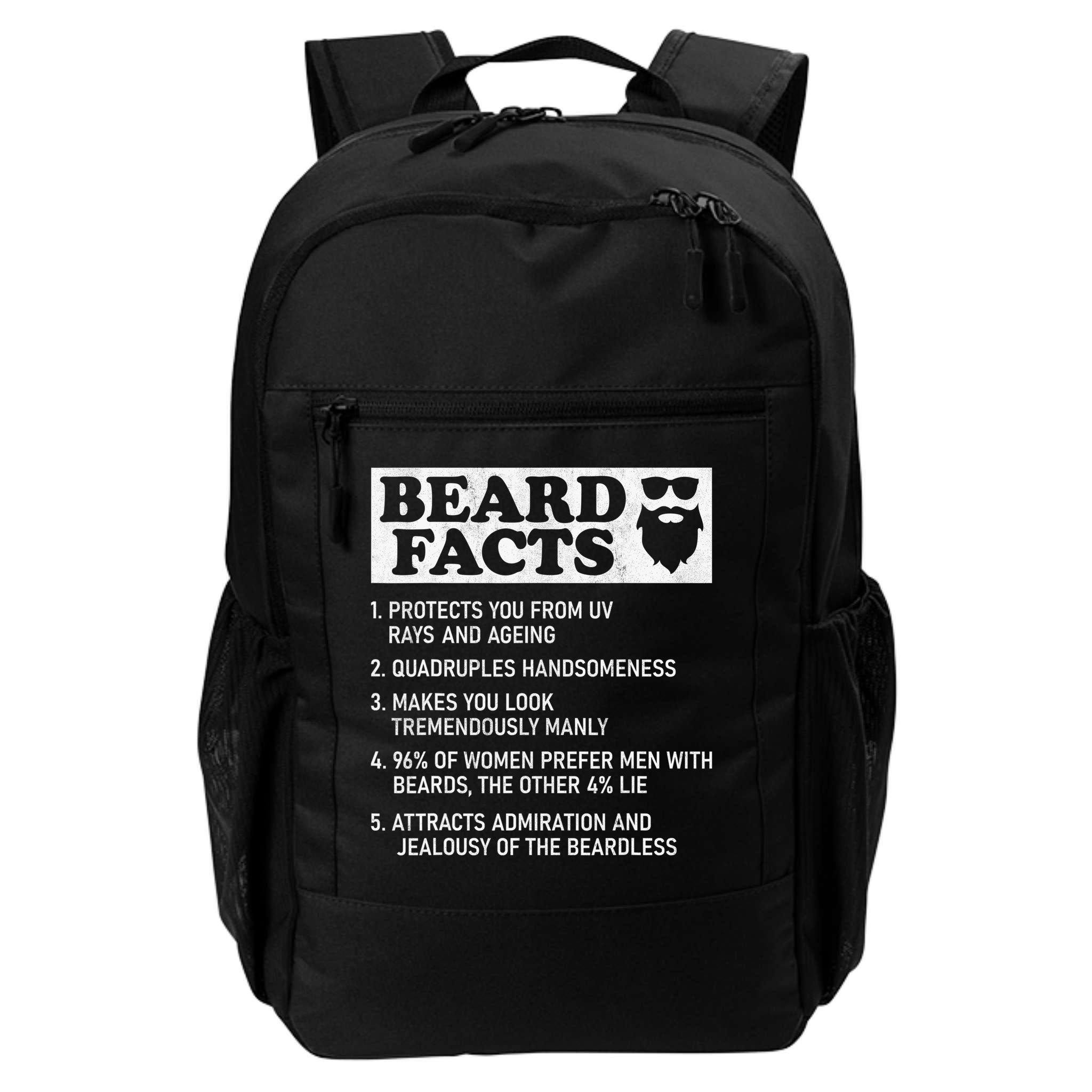 Beard Facts Protects Ageing Makes Manly Funny Bearded Dad Backpack