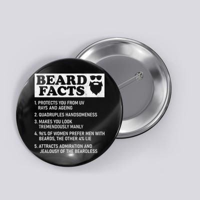 Beard Facts Protects Ageing Makes Manly Funny Bearded Dad Button