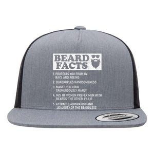 Beard Facts Protects Ageing Makes Manly Funny Bearded Dad Flat Bill Trucker Hat