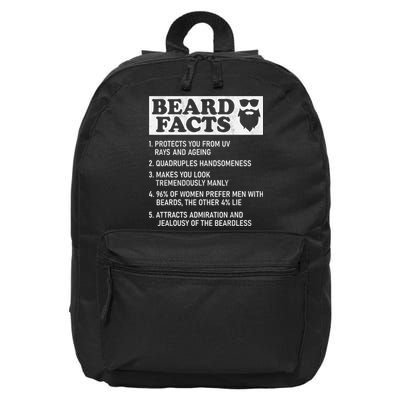 Beard Facts Protects Ageing Makes Manly Funny Bearded Dad 16 in Basic Backpack
