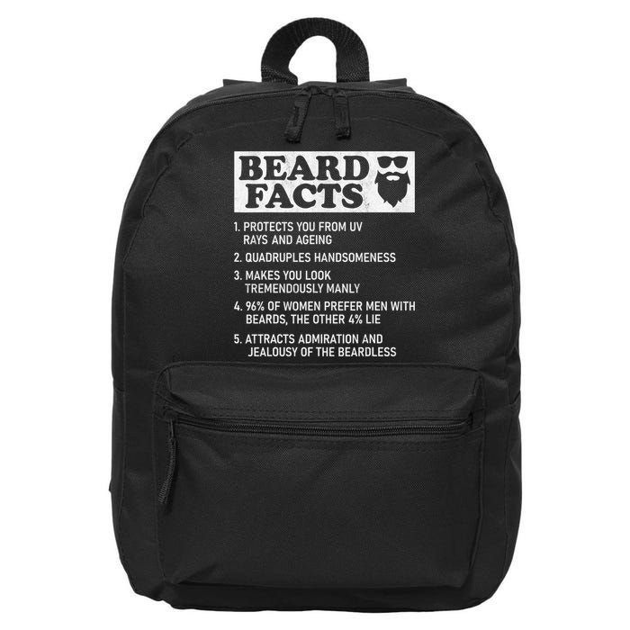 Beard Facts Protects Ageing Makes Manly Funny Bearded Dad 16 in Basic Backpack