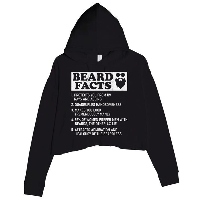 Beard Facts Protects Ageing Makes Manly Funny Bearded Dad Crop Fleece Hoodie