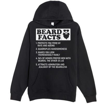 Beard Facts Protects Ageing Makes Manly Funny Bearded Dad Premium Pullover Hoodie