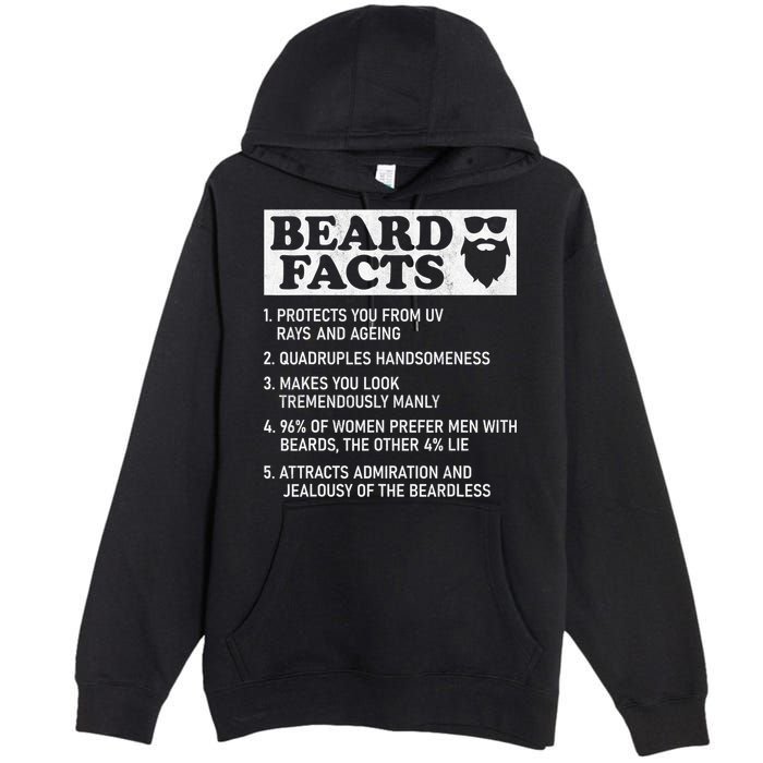 Beard Facts Protects Ageing Makes Manly Funny Bearded Dad Premium Pullover Hoodie