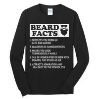 Beard Facts Protects Ageing Makes Manly Funny Bearded Dad Tall Long Sleeve T-Shirt