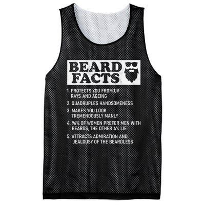 Beard Facts Protects Ageing Makes Manly Funny Bearded Dad Mesh Reversible Basketball Jersey Tank