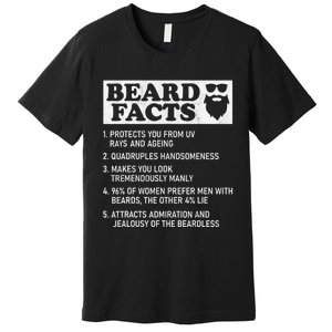 Beard Facts Protects Ageing Makes Manly Funny Bearded Dad Premium T-Shirt