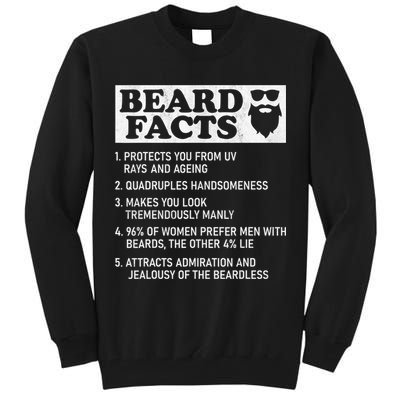 Beard Facts Protects Ageing Makes Manly Funny Bearded Dad Tall Sweatshirt