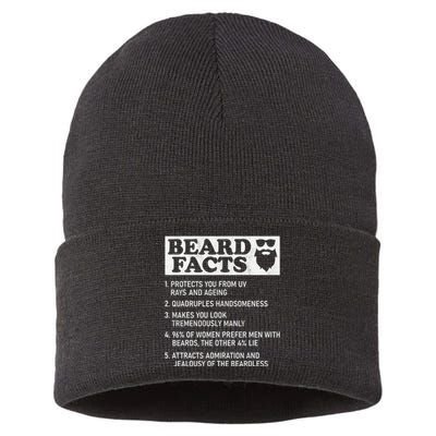 Beard Facts Protects Ageing Makes Manly Funny Bearded Dad Sustainable Knit Beanie