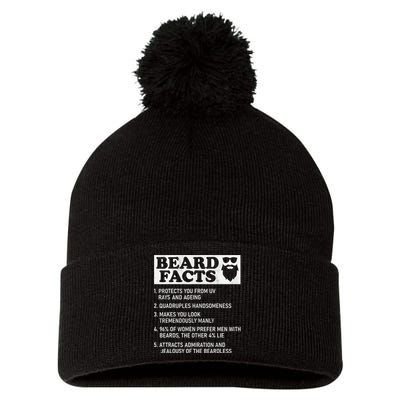 Beard Facts Protects Ageing Makes Manly Funny Bearded Dad Pom Pom 12in Knit Beanie