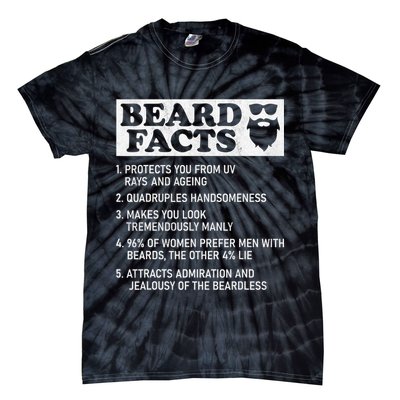 Beard Facts Protects Ageing Makes Manly Funny Bearded Dad Tie-Dye T-Shirt