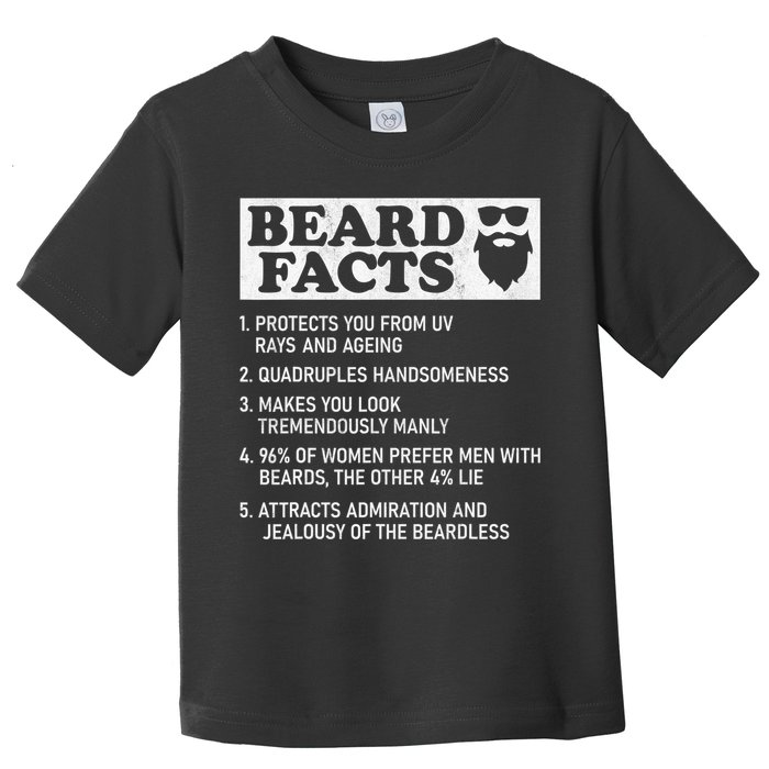 Beard Facts Protects Ageing Makes Manly Funny Bearded Dad Toddler T-Shirt
