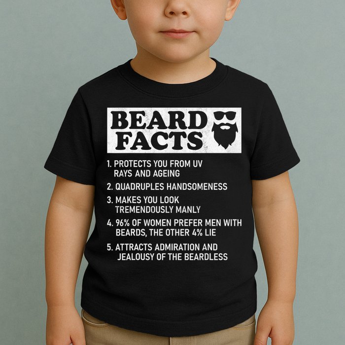 Beard Facts Protects Ageing Makes Manly Funny Bearded Dad Toddler T-Shirt