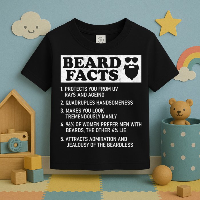 Beard Facts Protects Ageing Makes Manly Funny Bearded Dad Toddler T-Shirt