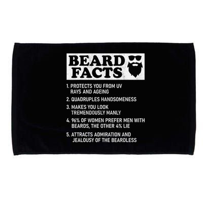 Beard Facts Protects Ageing Makes Manly Funny Bearded Dad Microfiber Hand Towel