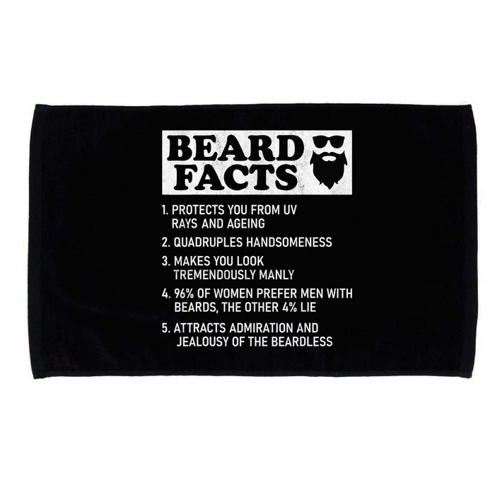 Beard Facts Protects Ageing Makes Manly Funny Bearded Dad Microfiber Hand Towel