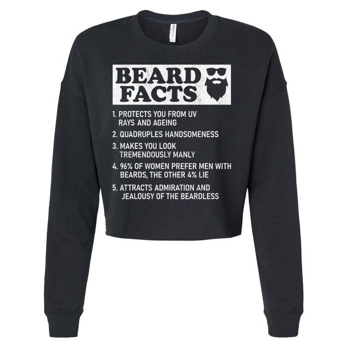 Beard Facts Protects Ageing Makes Manly Funny Bearded Dad Cropped Pullover Crew
