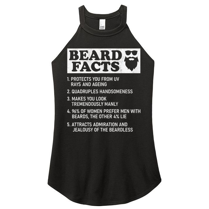 Beard Facts Protects Ageing Makes Manly Funny Bearded Dad Women's Perfect Tri Rocker Tank