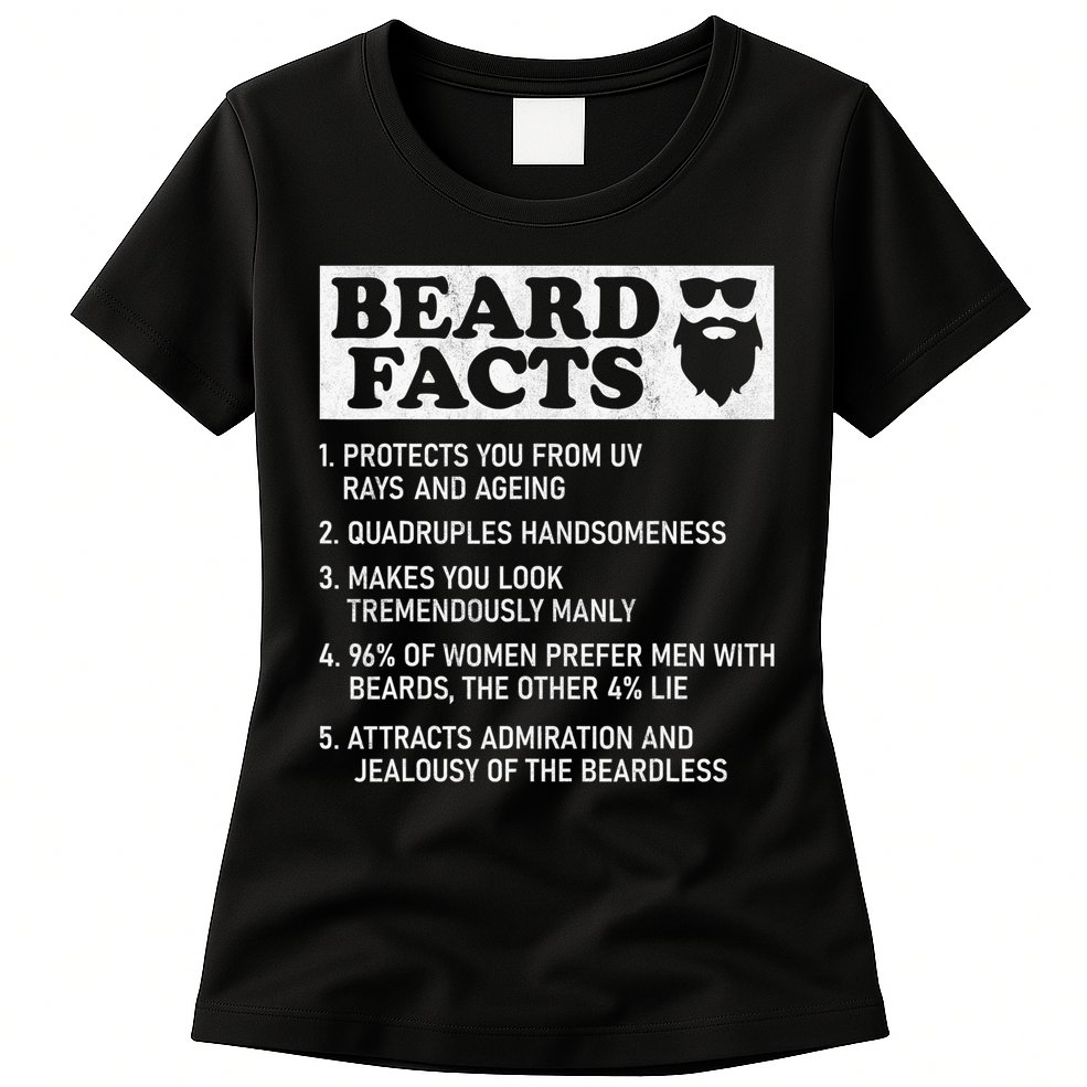 Beard Facts Protects Ageing Makes Manly Funny Bearded Dad Womens T-Shirt