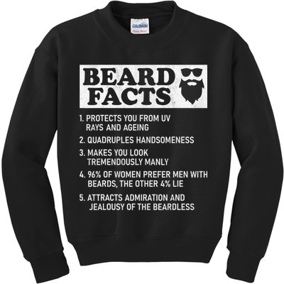 Beard Facts Protects Ageing Makes Manly Funny Bearded Dad Kids Sweatshirt