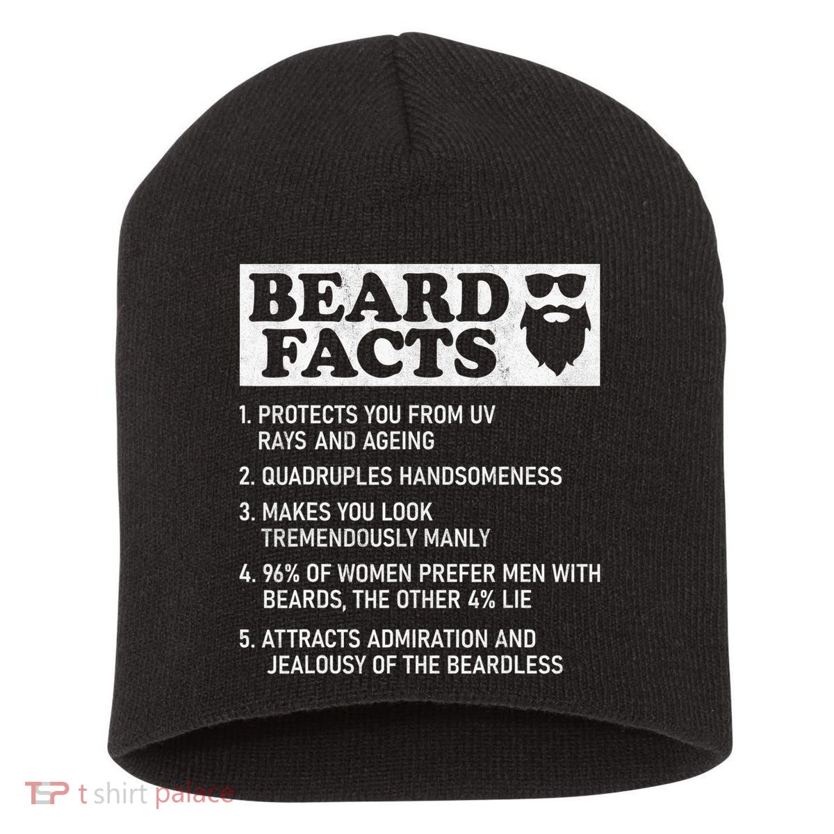 Beard Facts Protects Ageing Makes Manly Funny Bearded Dad Short Acrylic Beanie