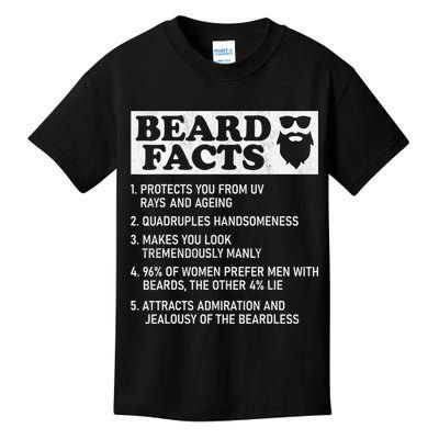 Beard Facts Protects Ageing Makes Manly Funny Bearded Dad Kids T-Shirt