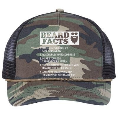 Beard Facts Protects Ageing Makes Manly Funny Bearded Dad Retro Rope Trucker Hat Cap