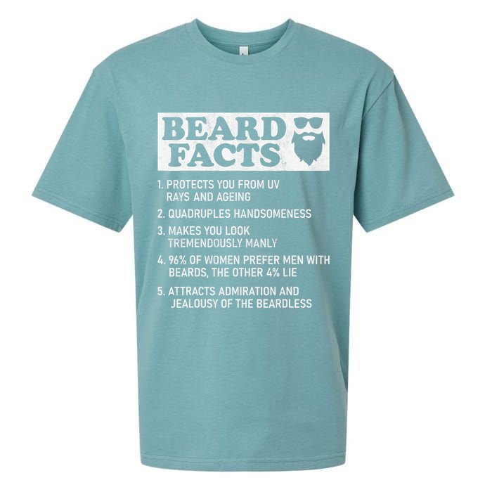 Beard Facts Protects Ageing Makes Manly Funny Bearded Dad Sueded Cloud Jersey T-Shirt