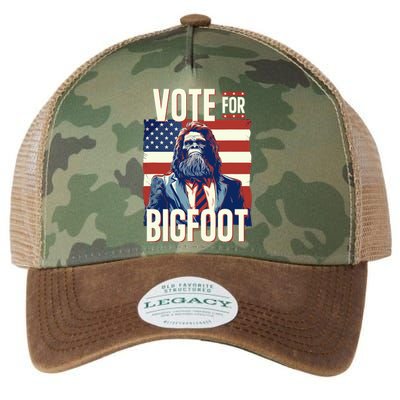 Bigfoot For President Election Vote Sasquatch USA Flag 2024 Legacy Tie Dye Trucker Hat