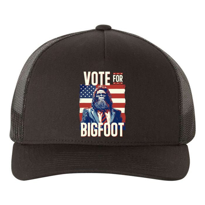 Bigfoot For President Election Vote Sasquatch USA Flag 2024 Yupoong Adult 5-Panel Trucker Hat