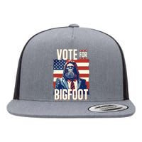 Bigfoot For President Election Vote Sasquatch USA Flag 2024 Flat Bill Trucker Hat