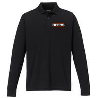 BEERS Funny Party Beer Day Drinking Blue & Orange Performance Long Sleeve Polo