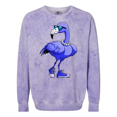 Blue Flamingo Pearls Comma La Kamala Harris 2024 Colorblast Crewneck Sweatshirt