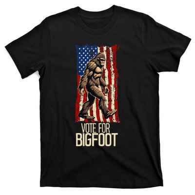 Bigfoot for President Election Vote Sasquatch USA Flag 2024 T-Shirt