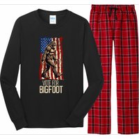 Bigfoot for President Election Vote Sasquatch USA Flag 2024 Long Sleeve Pajama Set