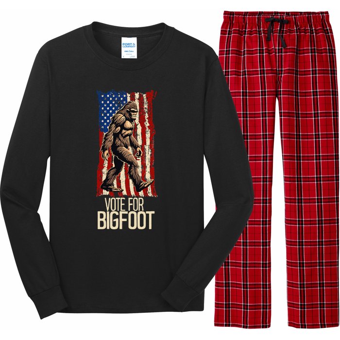 Bigfoot for President Election Vote Sasquatch USA Flag 2024 Long Sleeve Pajama Set