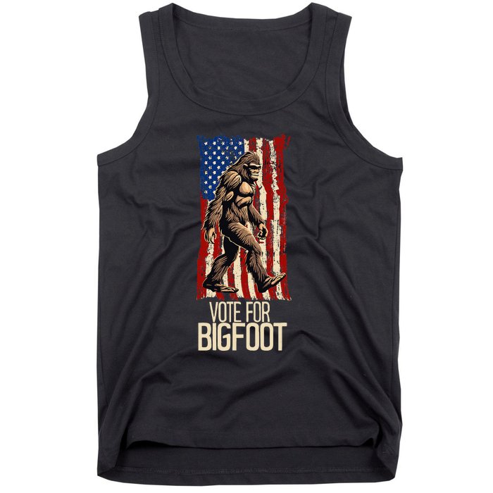 Bigfoot for President Election Vote Sasquatch USA Flag 2024 Tank Top