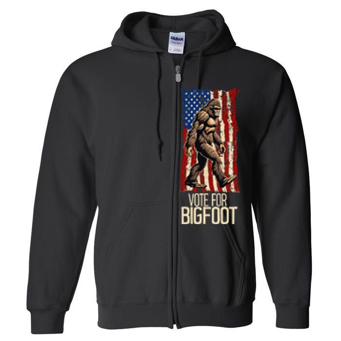 Bigfoot for President Election Vote Sasquatch USA Flag 2024 Full Zip Hoodie