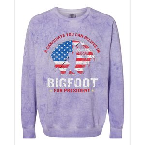 Bigfoot For President Election 2024 Funny Vote Sasquatch Usa Colorblast Crewneck Sweatshirt