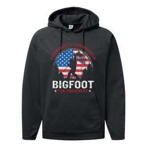 Bigfoot For President Election 2024 Funny Vote Sasquatch Usa Performance Fleece Hoodie