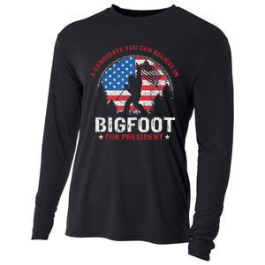 Bigfoot For President Election 2024 Funny Vote Sasquatch Usa Cooling Performance Long Sleeve Crew