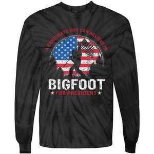 Bigfoot For President Election 2024 Funny Vote Sasquatch Usa Tie-Dye Long Sleeve Shirt