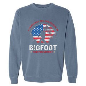 Bigfoot For President Election 2024 Funny Vote Sasquatch Usa Garment-Dyed Sweatshirt